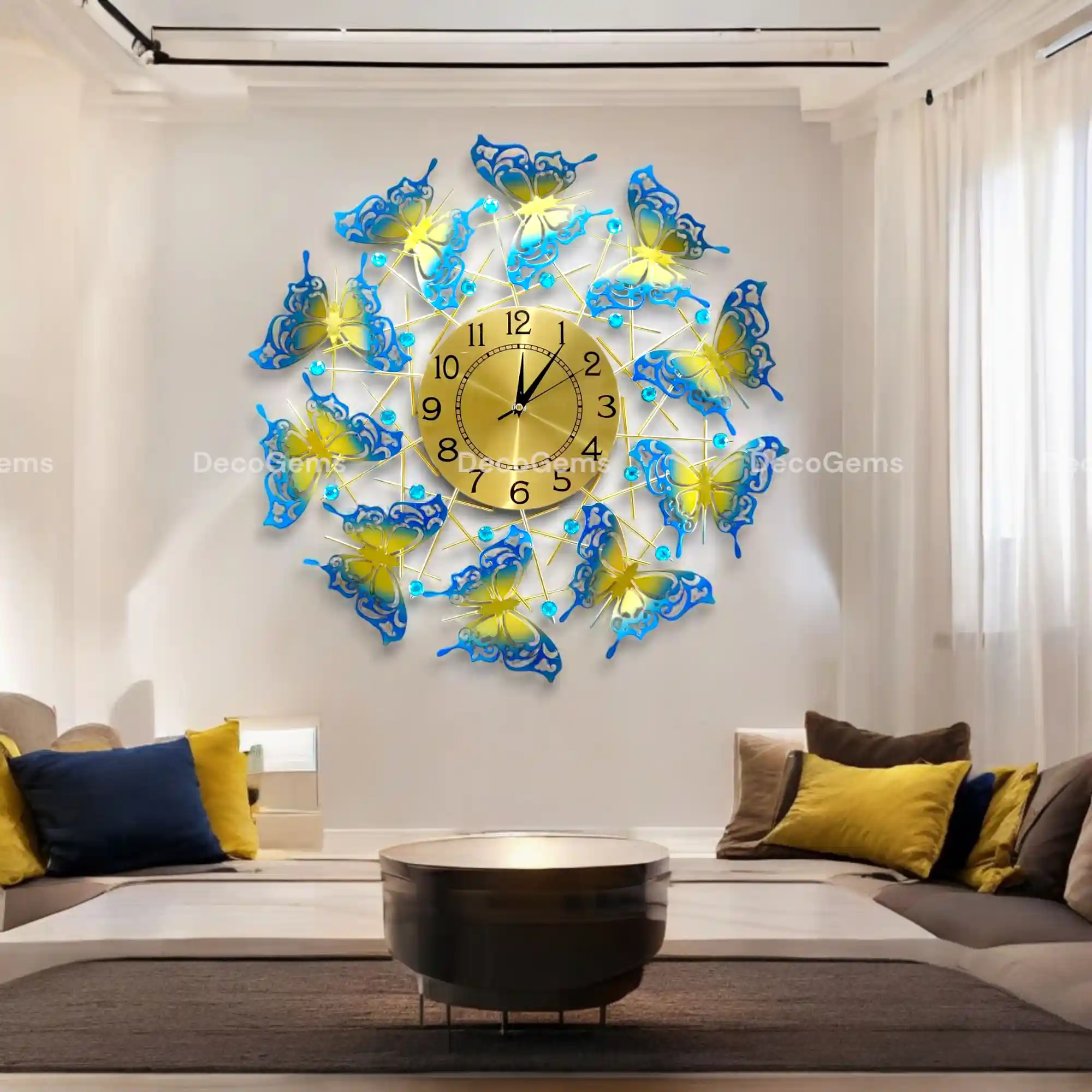 Metal Butterfly Wall Decorative Clock