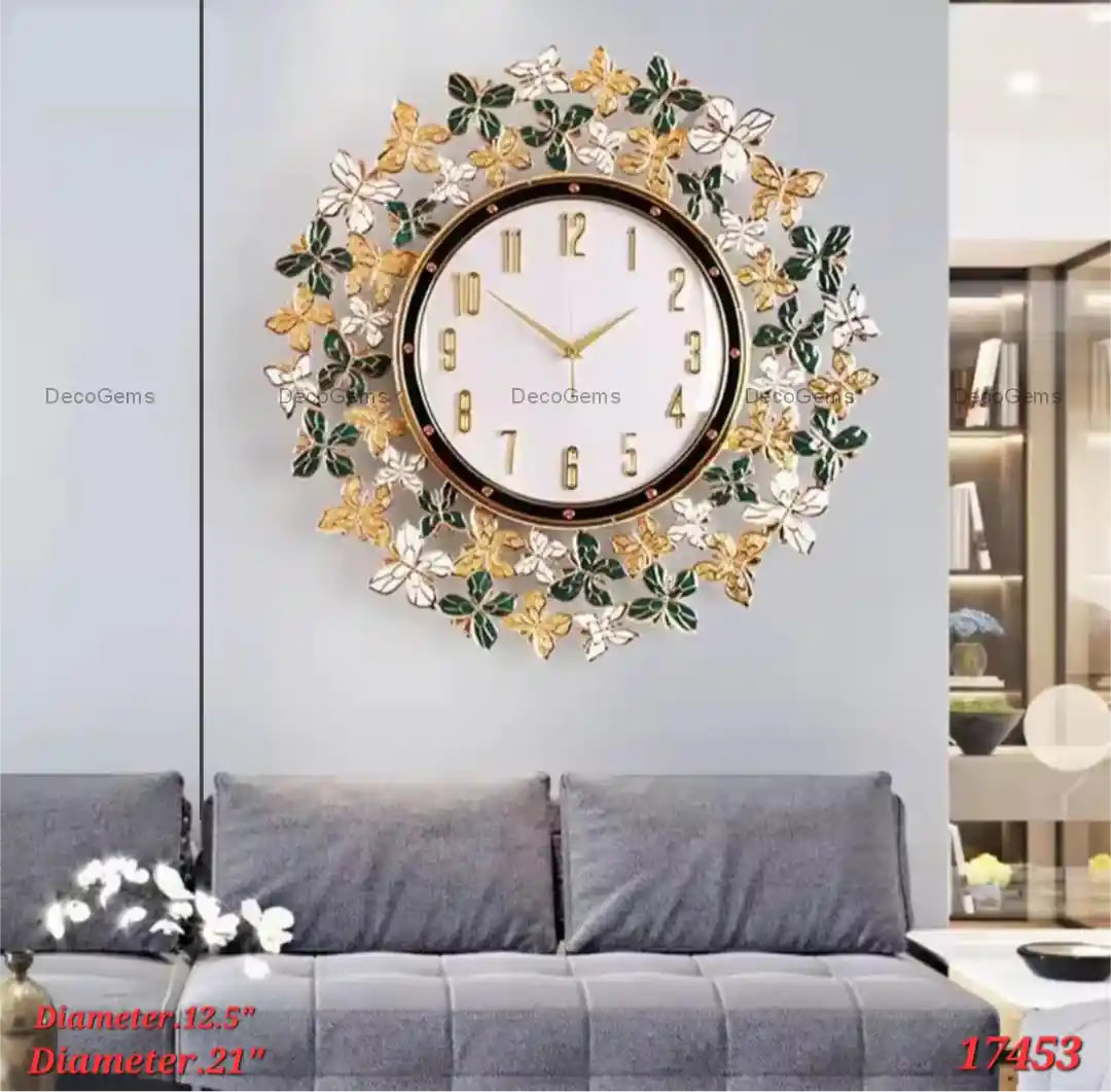 Metal Vintage Butterfly Wall Clock- 17453