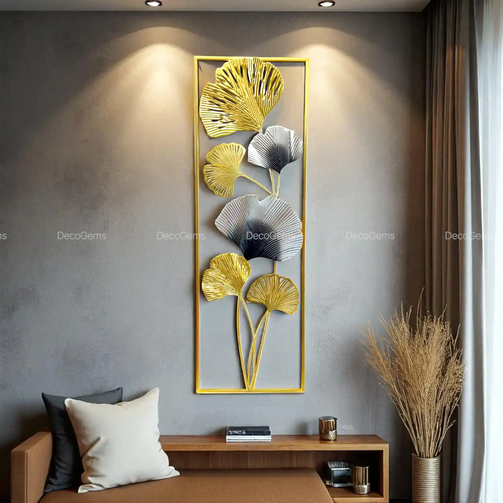 Gloden-Black Ginkgo Leaf Wall Décor- 16616