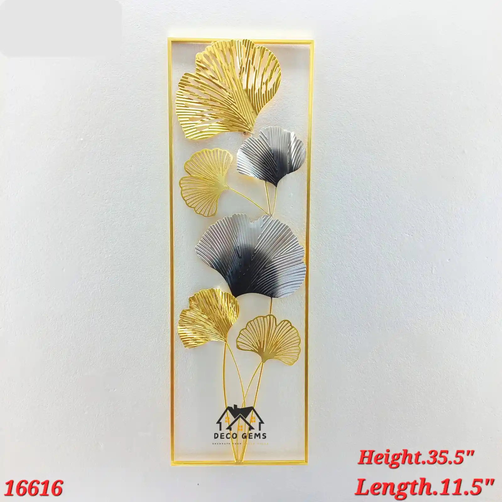 Gloden-Black Ginkgo Leaf Wall Décor- 16616