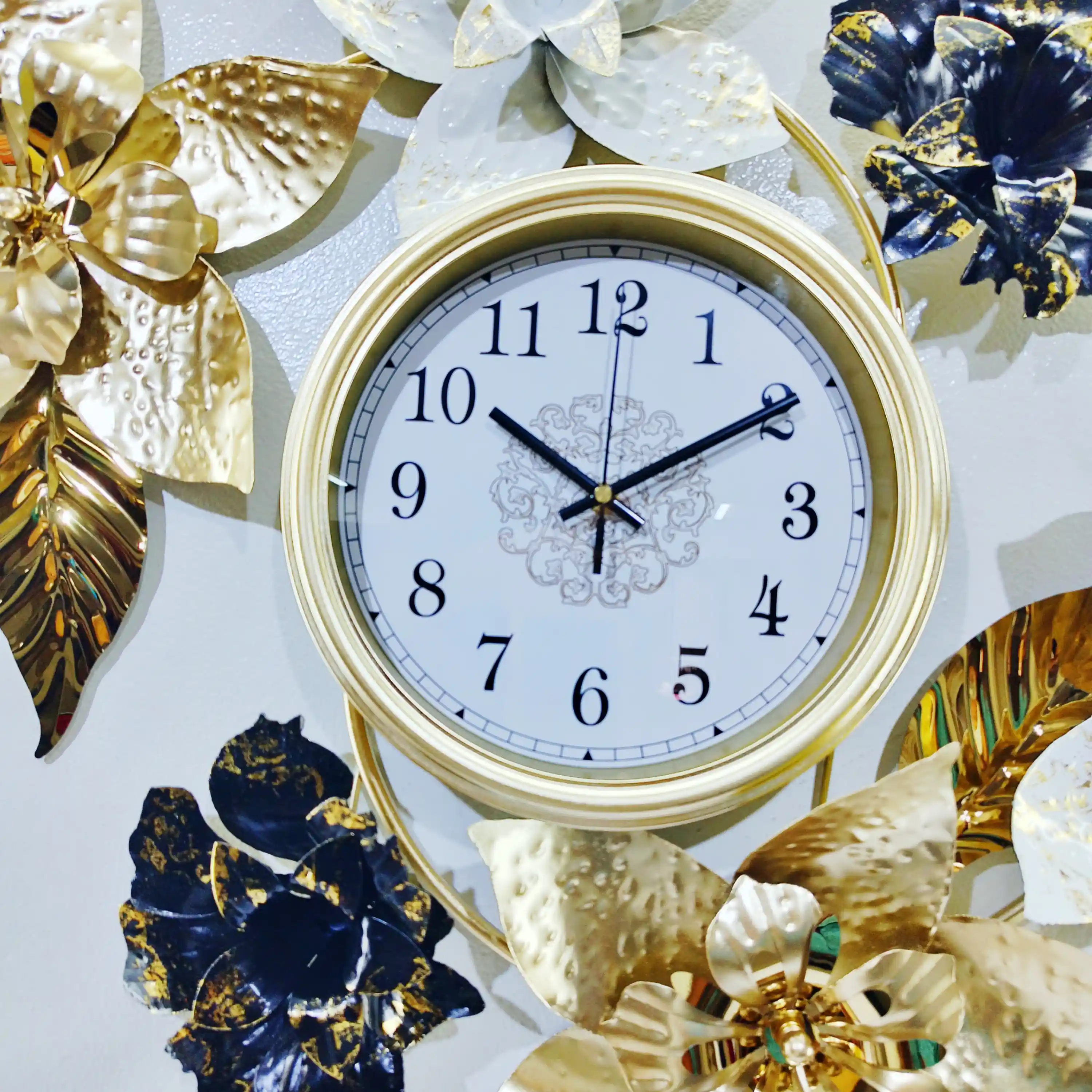 Metal Rustic Floral Wall Décor Clock- 17873