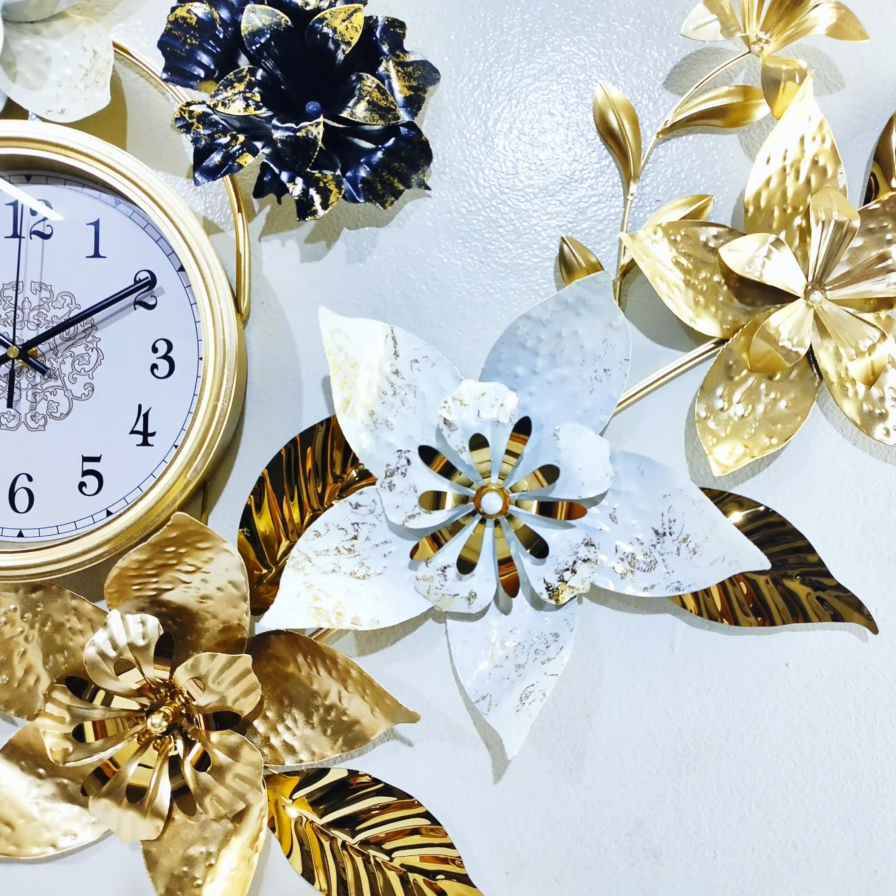 Metal Rustic Floral Wall Décor Clock- 17873