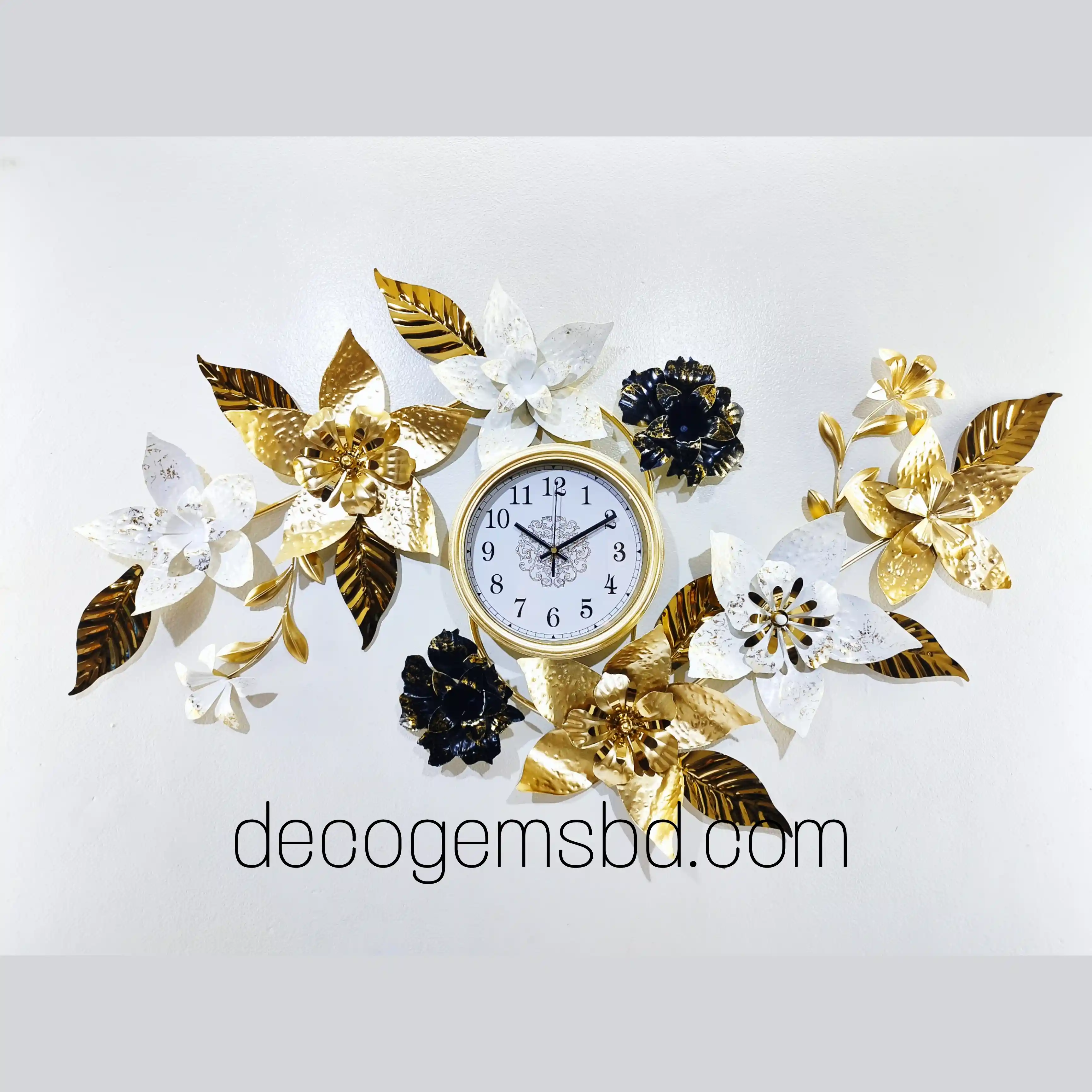 Metal Rustic Floral Wall Décor Clock- 17873