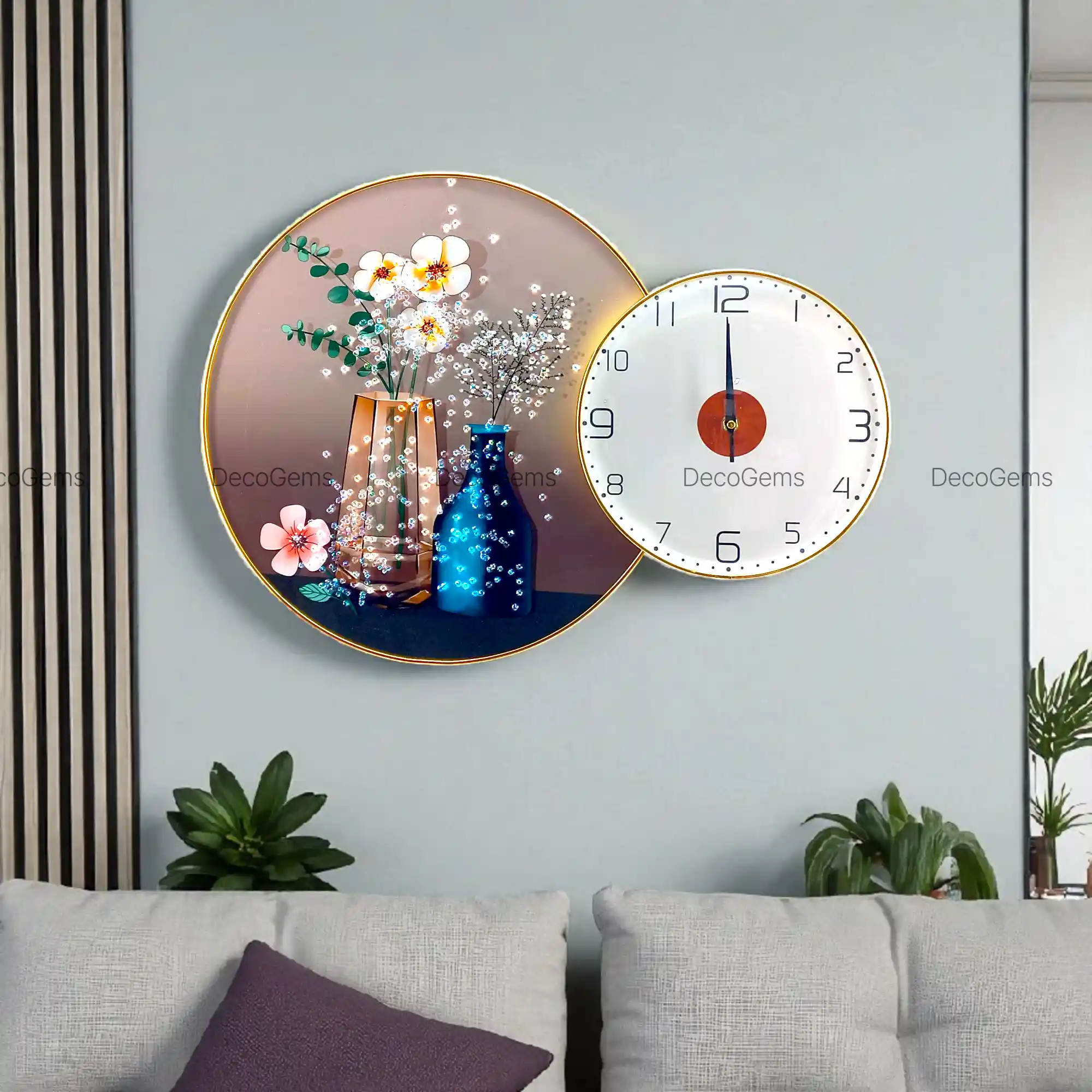 Round Shape Wall Scenery Clock- 17869